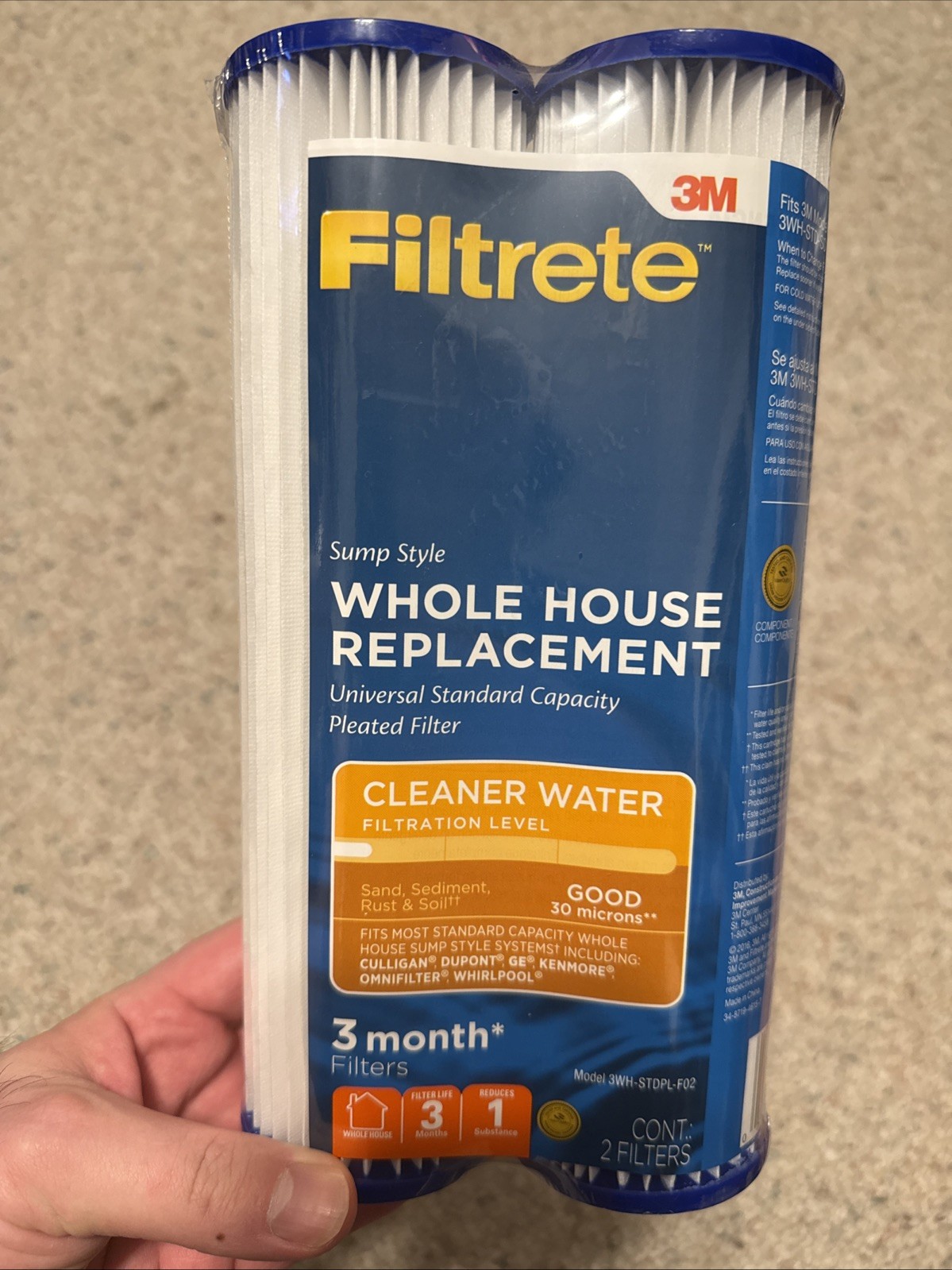 NEW 3M Filtrete 3WH-STDPL-F02 Whole House Water Filter Replacement 3 Months