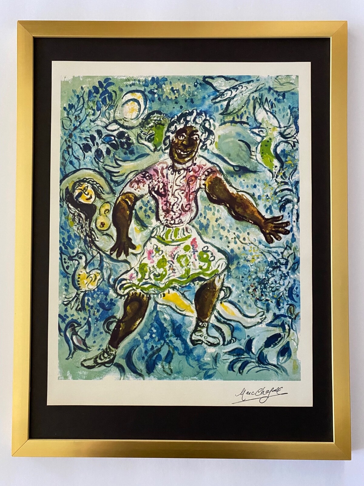 MARC CHAGALL + 1971 BEAUTIFUL SIGNED PRINT FROM FRANCE + BALLET + FRAMED