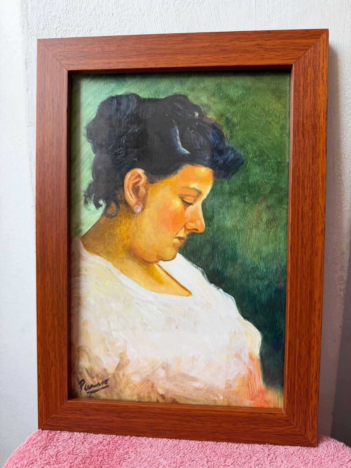 pablo picasso , framed oil painting on wood, sealed and signed.