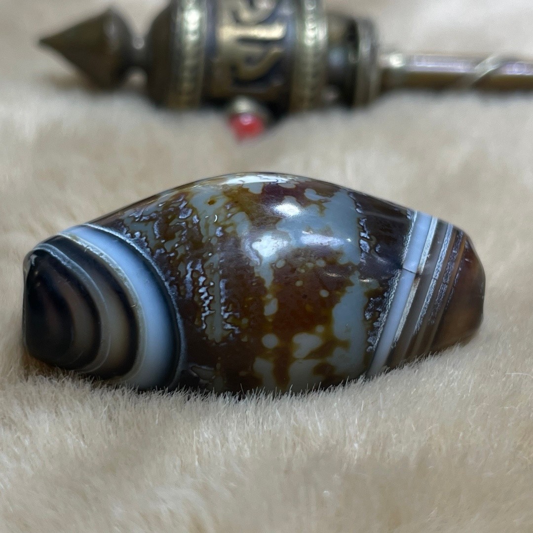 Tibetan Nepalese Himalayan Ancient agate Old Dzi Talisman  eye Beads Amulet 1