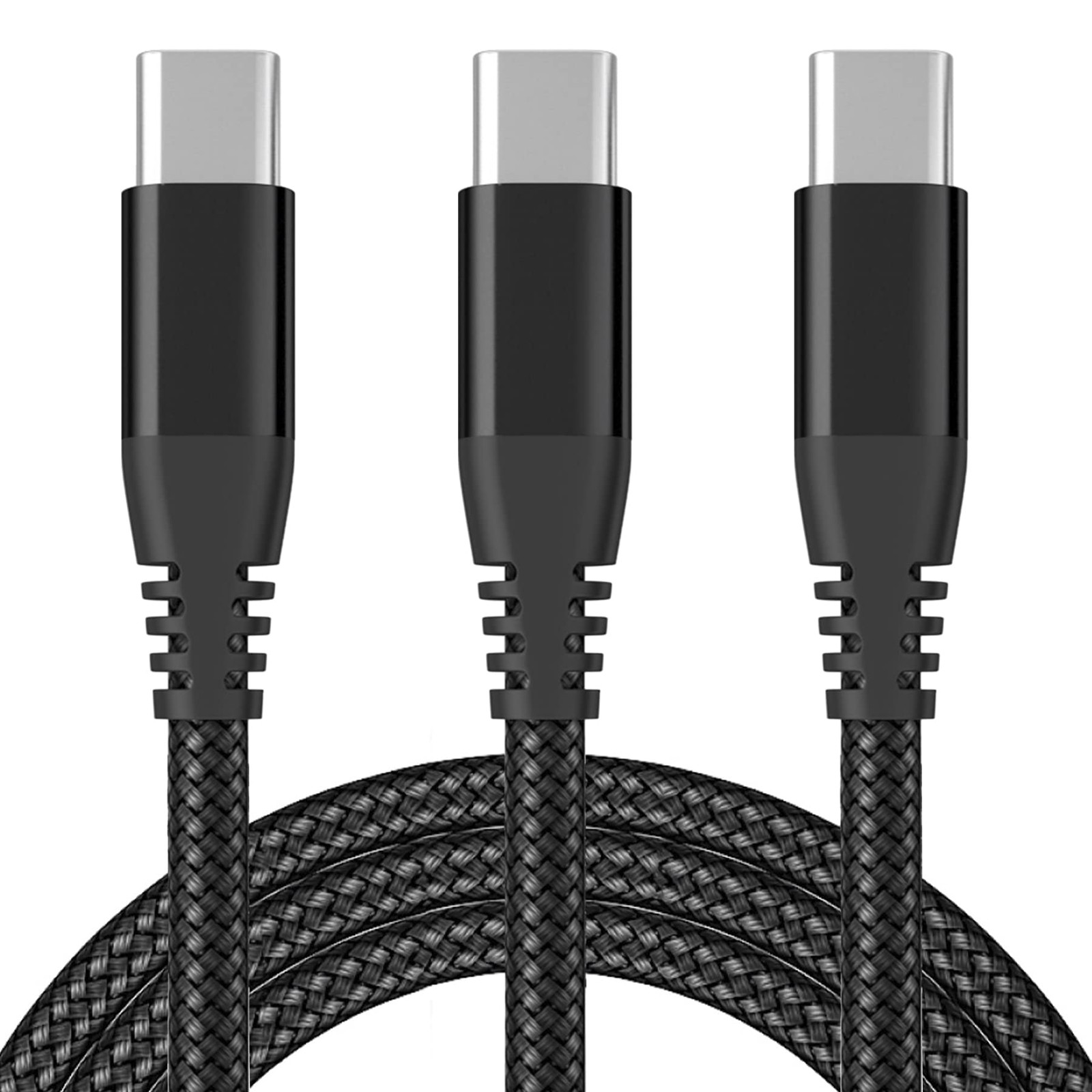 USB C to USB C Cable, (6.6ft, 60W, 3Pack) Nylon Braided 3A Fast Charging USB ...
