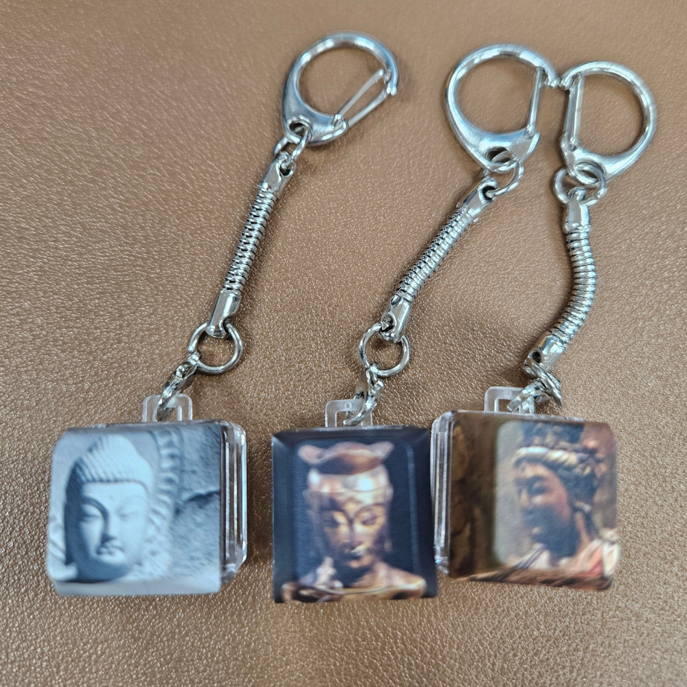 Buddhist Statue Keycap Keychain Zen Meditation Stress Relief Keycap 3set