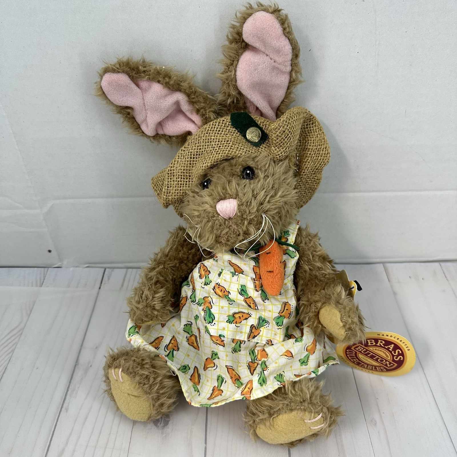 Pickford Brass Button Bears Flora Easter Bunny Brown 12" Stuffed Animal Plush