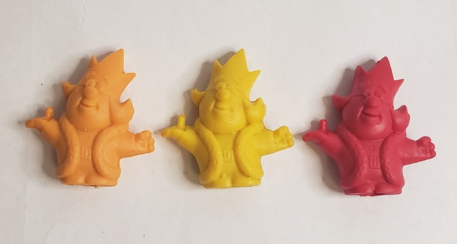 Vintage 1969 Burger King Pencil Top Topper Erasers - Set of 3 Red Orange Yellow