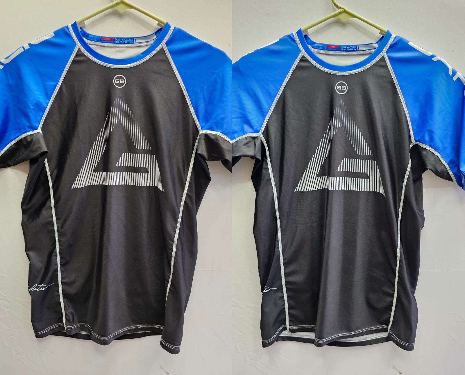LOT OF 2- Gracie Barra Jiu jitsu Rashguard Shirt Men’s Size Large Big Logo 