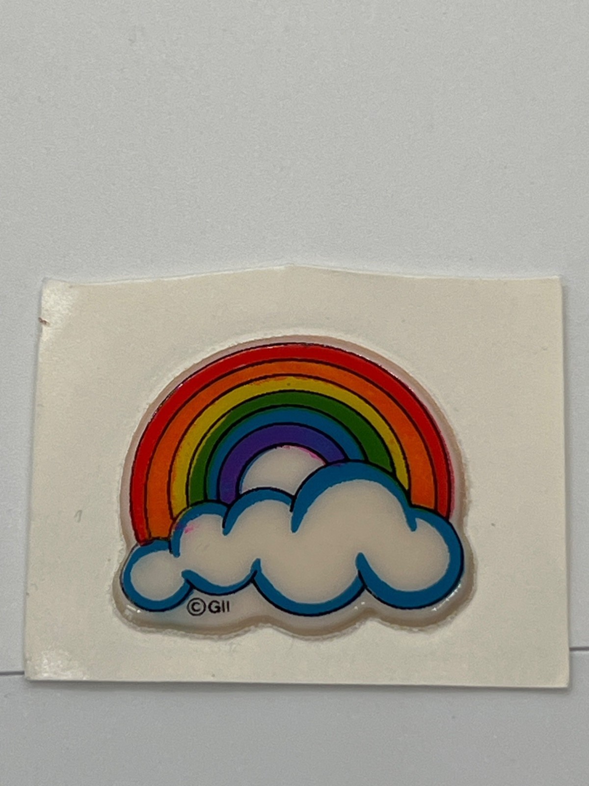 Vintage GII Rainbow & Cloud Sticker 1980s Unused 1.5" New Unused