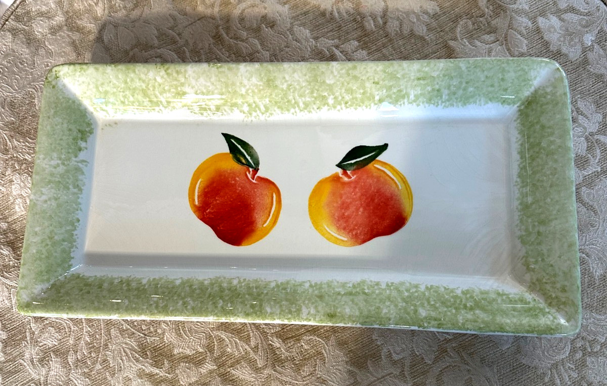 Vintage Ceramic Peach Platter Ceramica Made in Italy Rectangular Tray18"X9"X2"