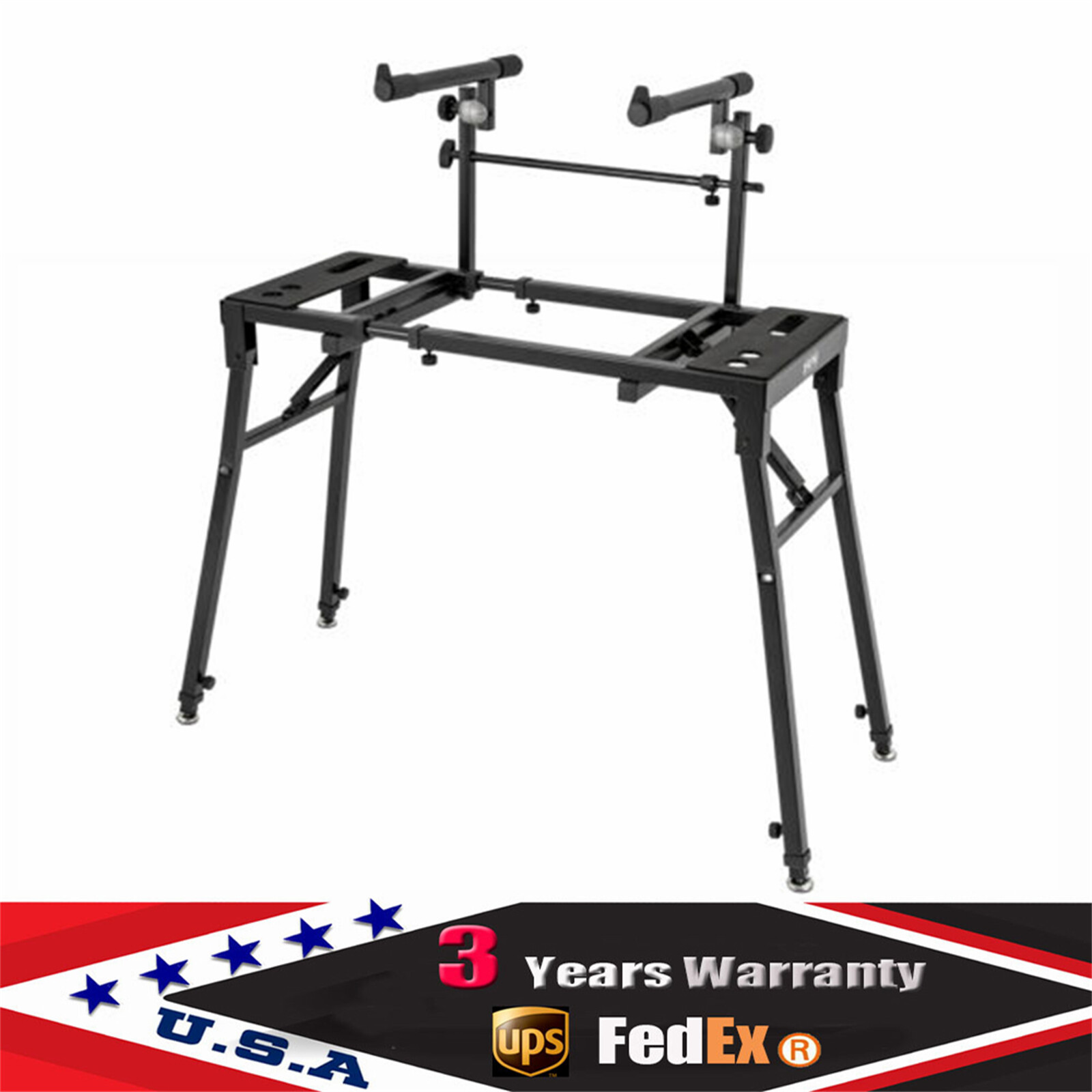 2-Tier Adjustable Keyboard Stand for DJ Workstation & Studio Use