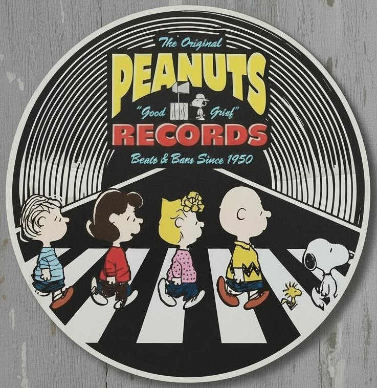 Peanuts Records 12" Diameter Novelty Metal Sign Made In USA New!
