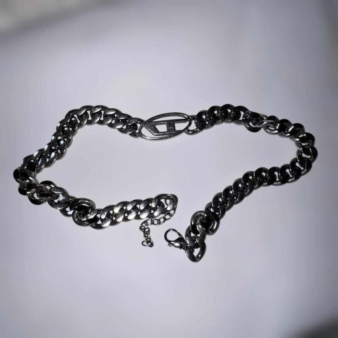 Diesel Men Adjustable Necklace Silver Bracelet Dx1433 Almost unused Luxury Italy