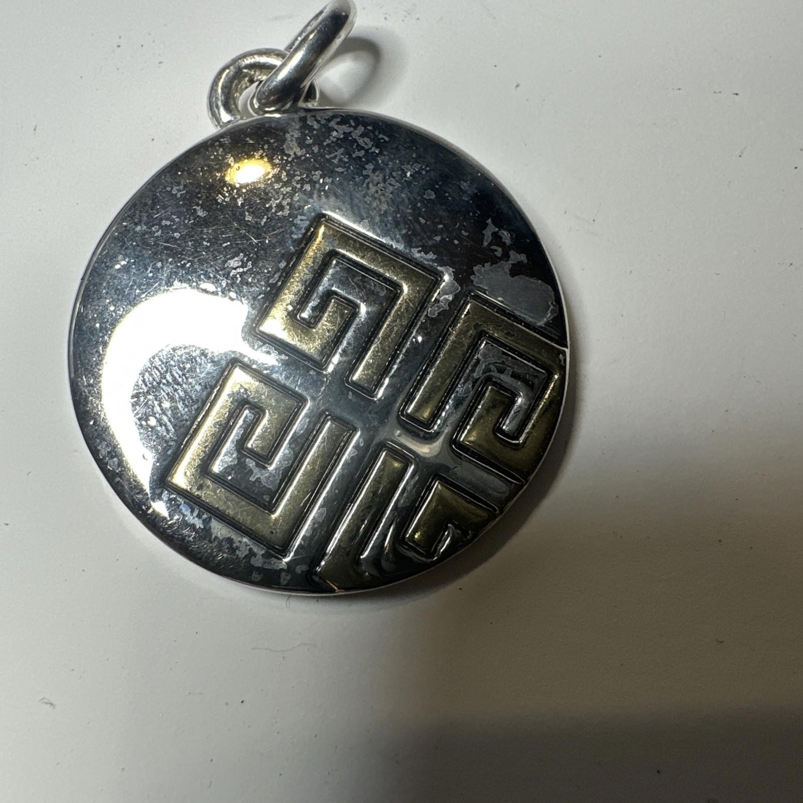 Givenchy Vintage Two-Tone Logo Disc Pendant Fair Condition