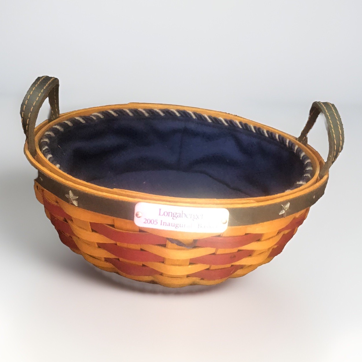 Longaberger Basket Handwoven in USA 2005 Inaugural Basket And Liner