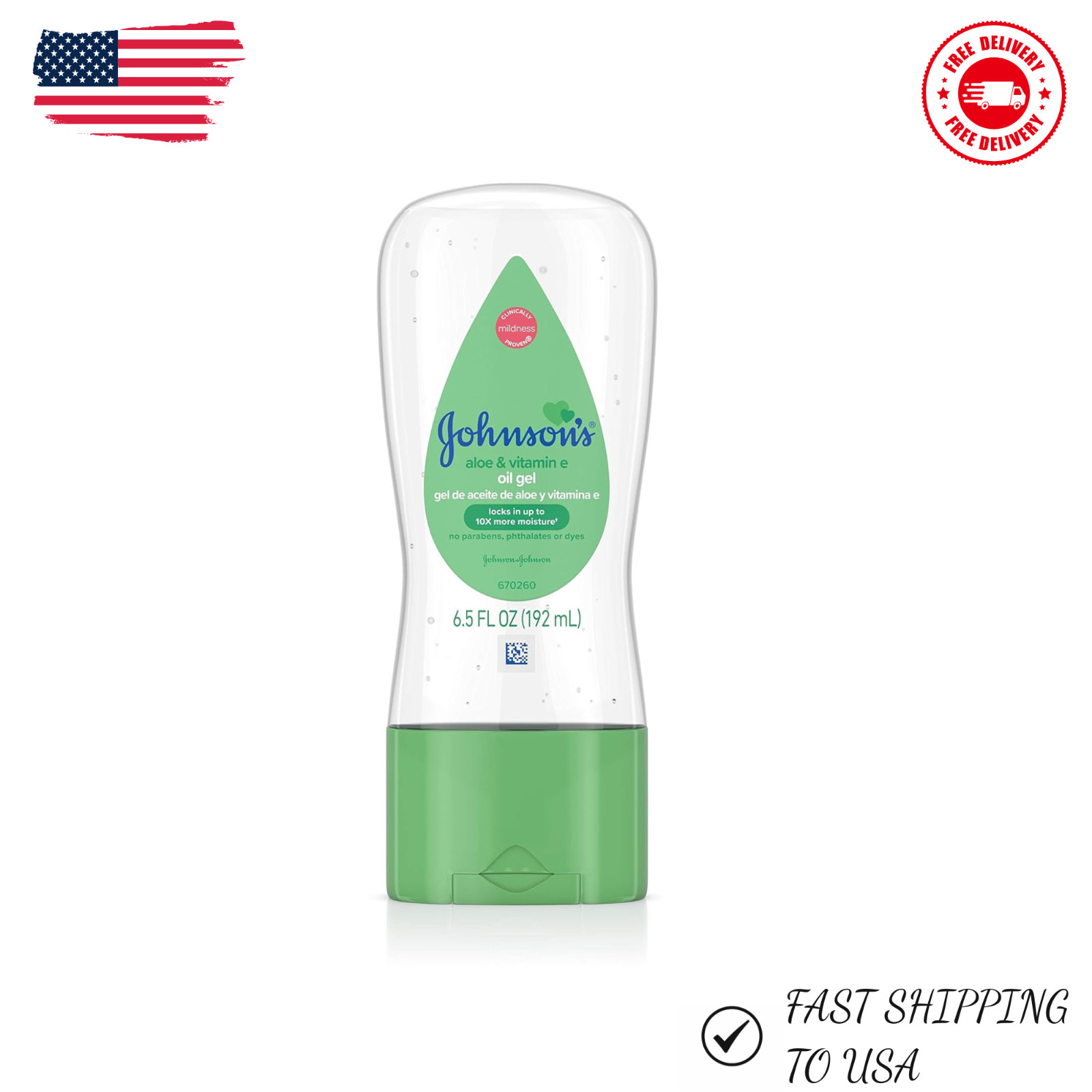 Johnson's Baby Oil Gel with Aloe Vera & Vitamin E, Baby Skin Care, 6.5 oz.