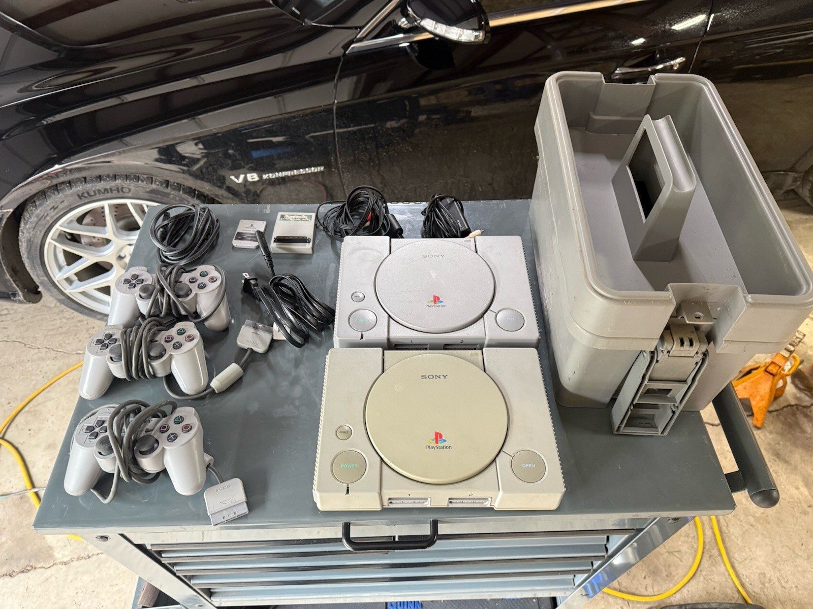 Sony PlayStation Console bundle  with Controllers, Memory Cards, GameShark WORKS