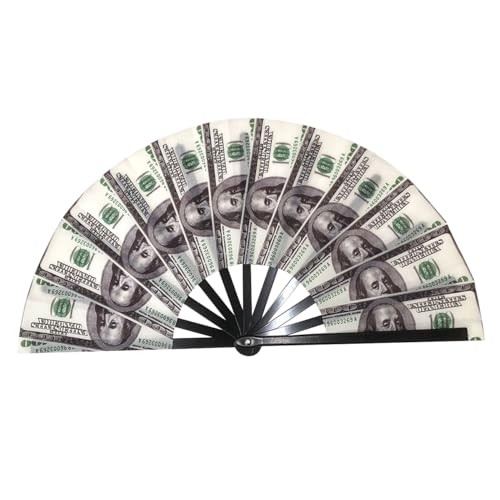 Folding Fan UV Rave Dollar Fans for Women Foldable 13inch Multicoloured-13