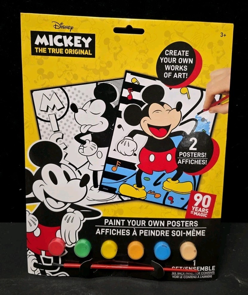 Disney Mickey paint your Own Posters 2 Posters W/Additional Paint Kit NEW 