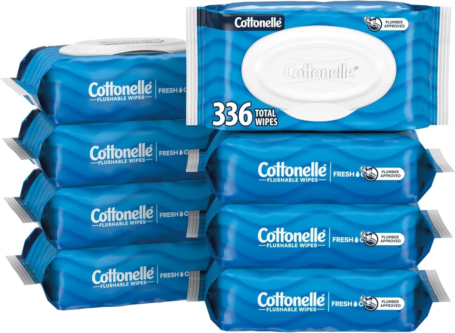 Cottonelle Fresh Feel Flushable Wet Wipes 8 Flip-Top Packs 42 Wipes Each