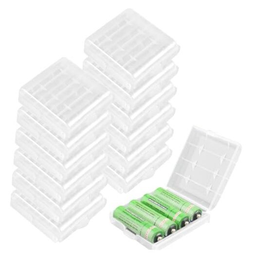  12 Pcs AA/AAA Battery Storage Case Holder Box, Clear Color 12 Pack