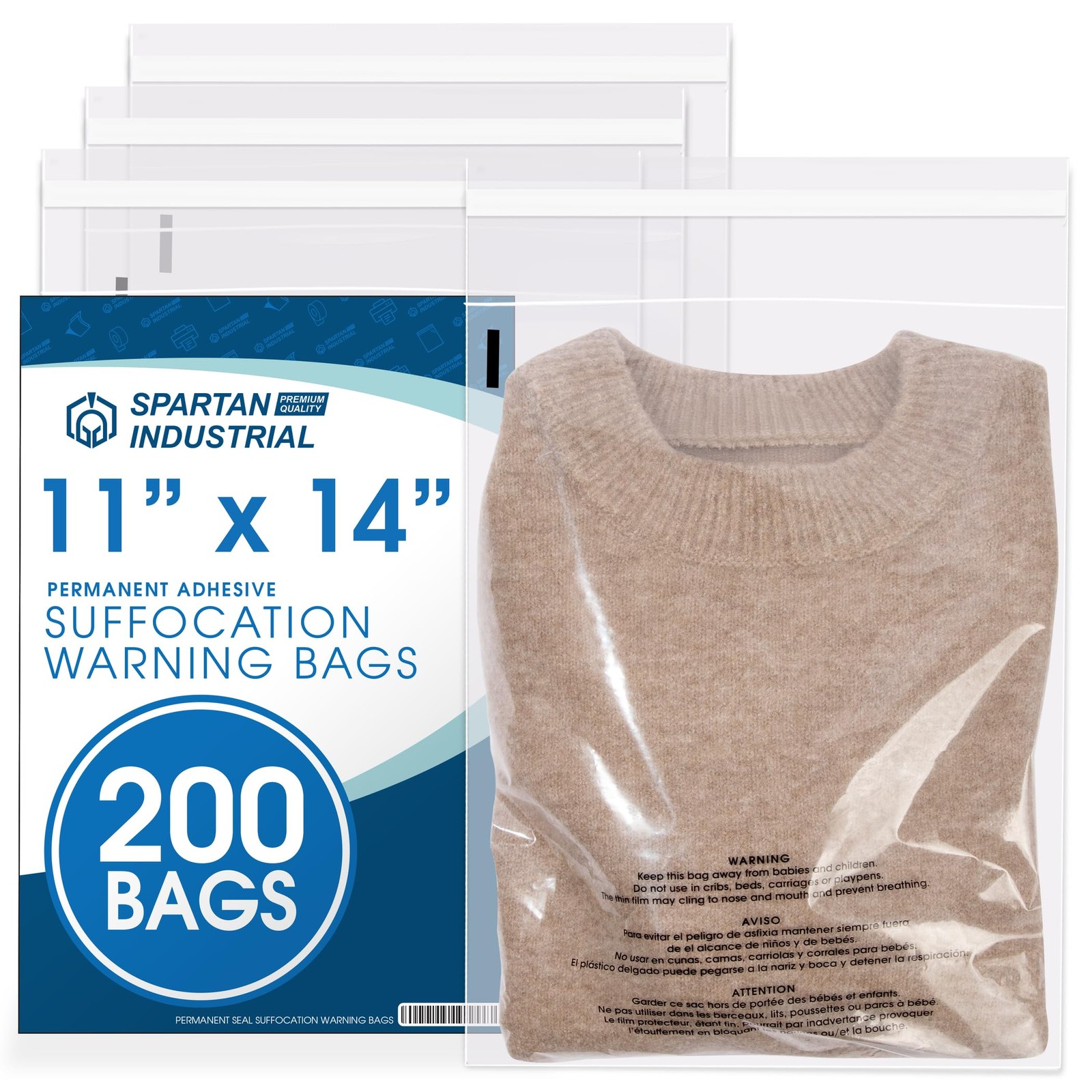 Spartan Industrial - 11” X 14” (200 Count) Self Seal Clear 11" x 14", 