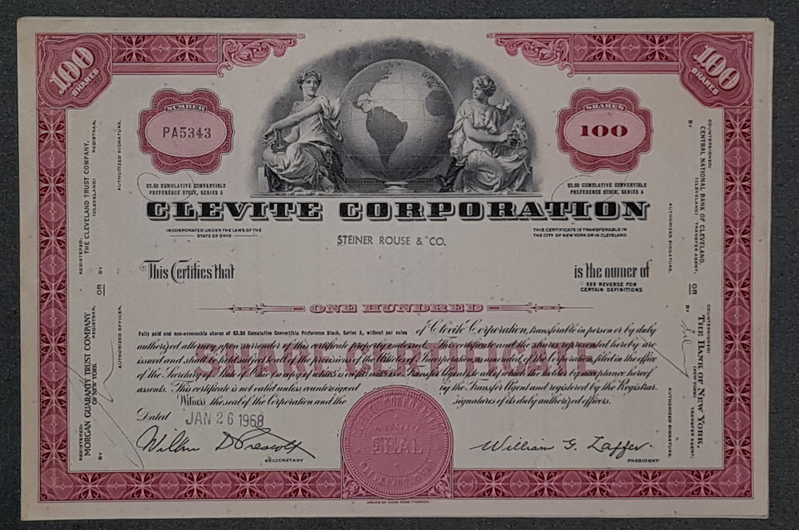 25 X Clevite Corporation 1960s 100 shares