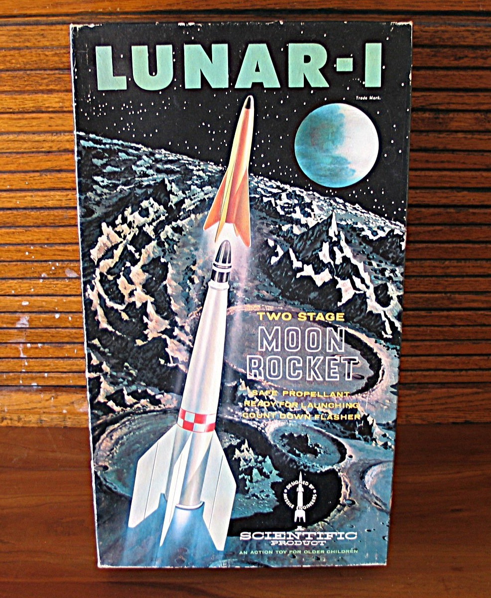 Vintage 1963 Lunar-1 Two Stage Moon Rocket by Scientific Products In Box
