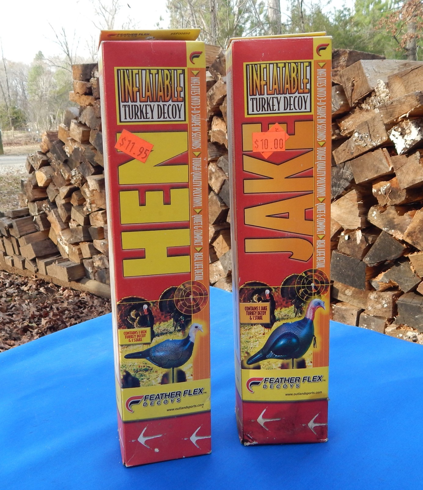 2 Old-ish Feather Flex Inflatable TURKEY DECOYS (1 HEN, 1 JAKE)