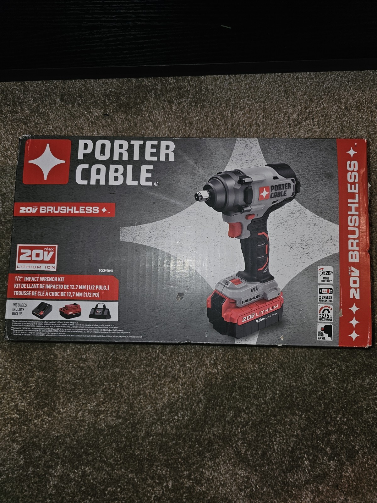 PORTER-CABLE 1/2" inch Brushless Impact Wrench 20V Kit With Battery and Charger