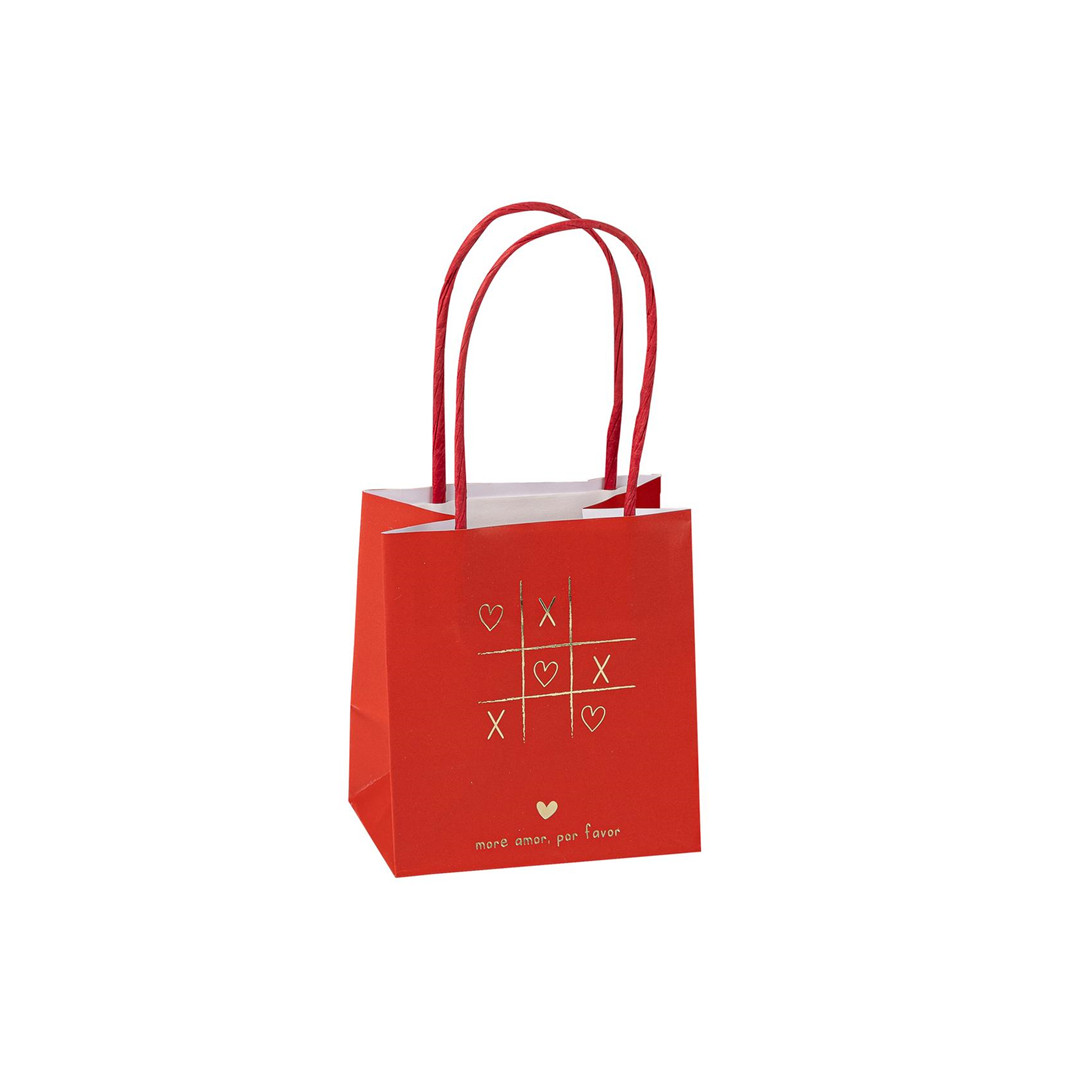 Busta Shopper Tris Cuori 10x11x7cm  4pz Rosso Oro
