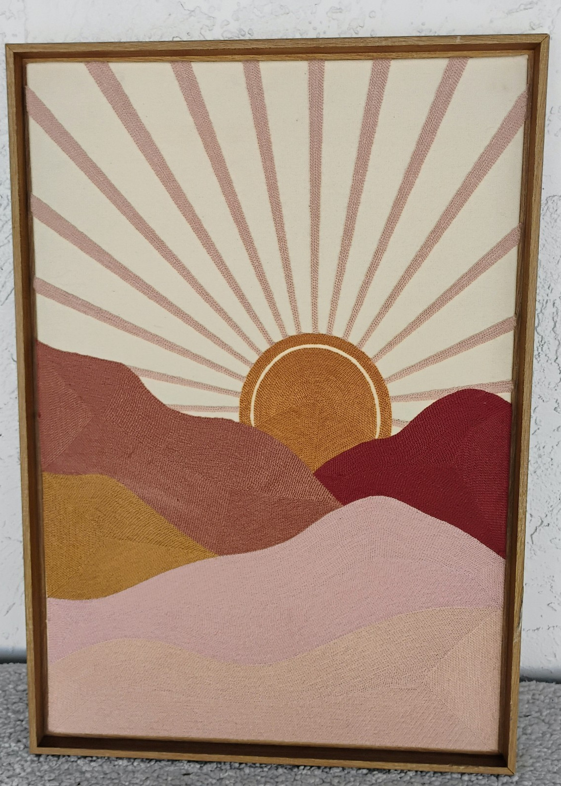 BP Home Woven Embroidered Textile Wall Art Sun Sunrise Decor 18”x26”  Mountains