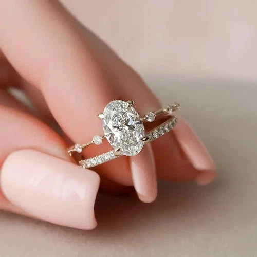 3.60CT Oval Cut Lab Created Diamond 14K Yellow Gold FN Engagement Ring Set