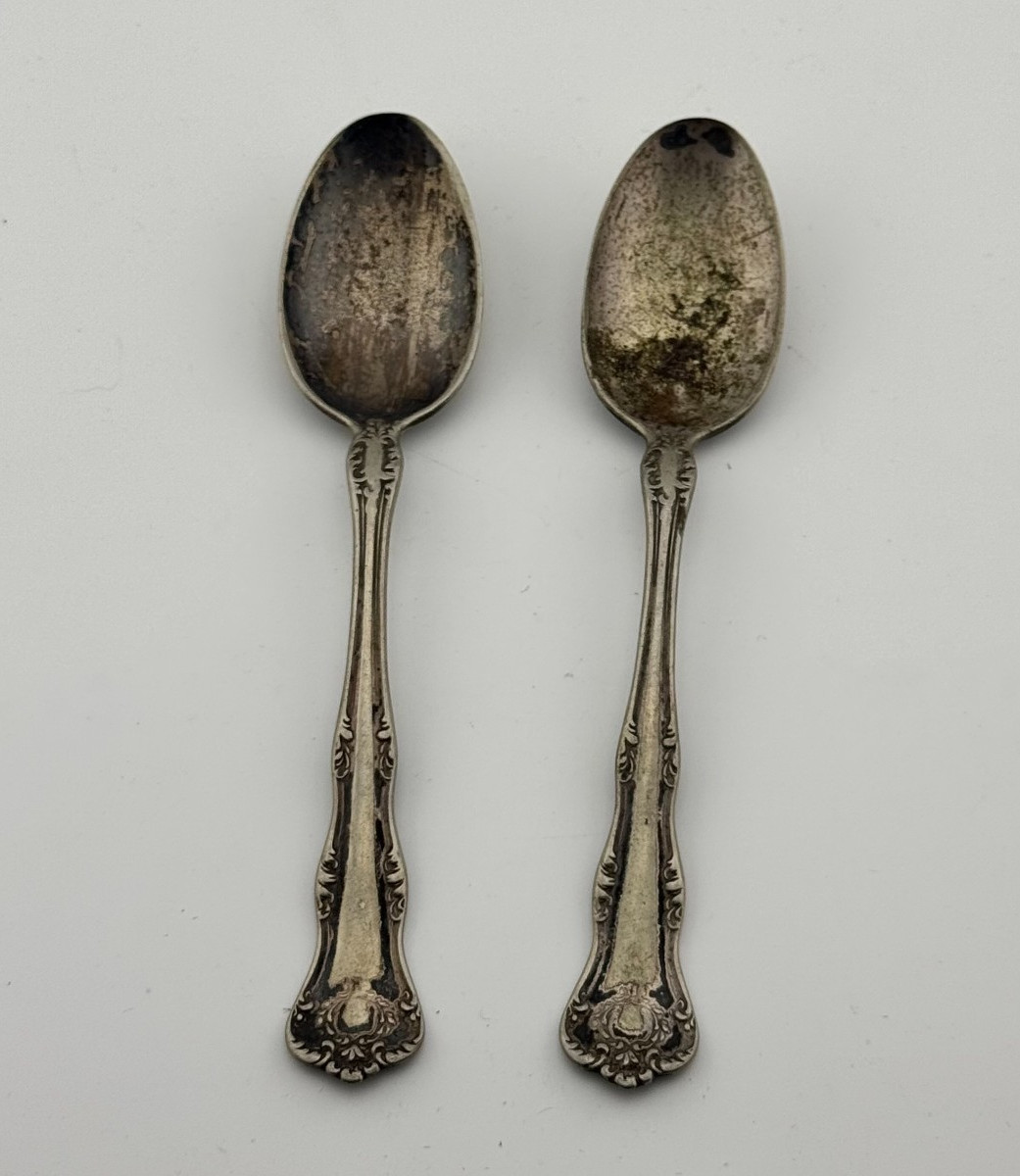 2 Anchor Rogers Silverplate Teaspoons Ornate Floral Pattern Unknown