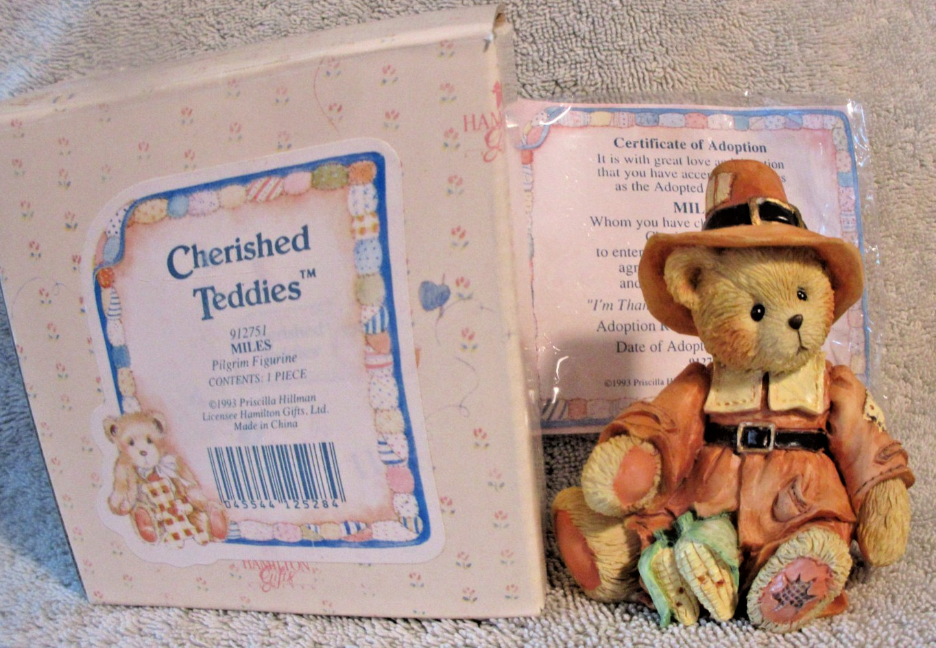 Enesco 1993 Cherished Teddies MILES 912751 Pilgrin NIB Free Shipping