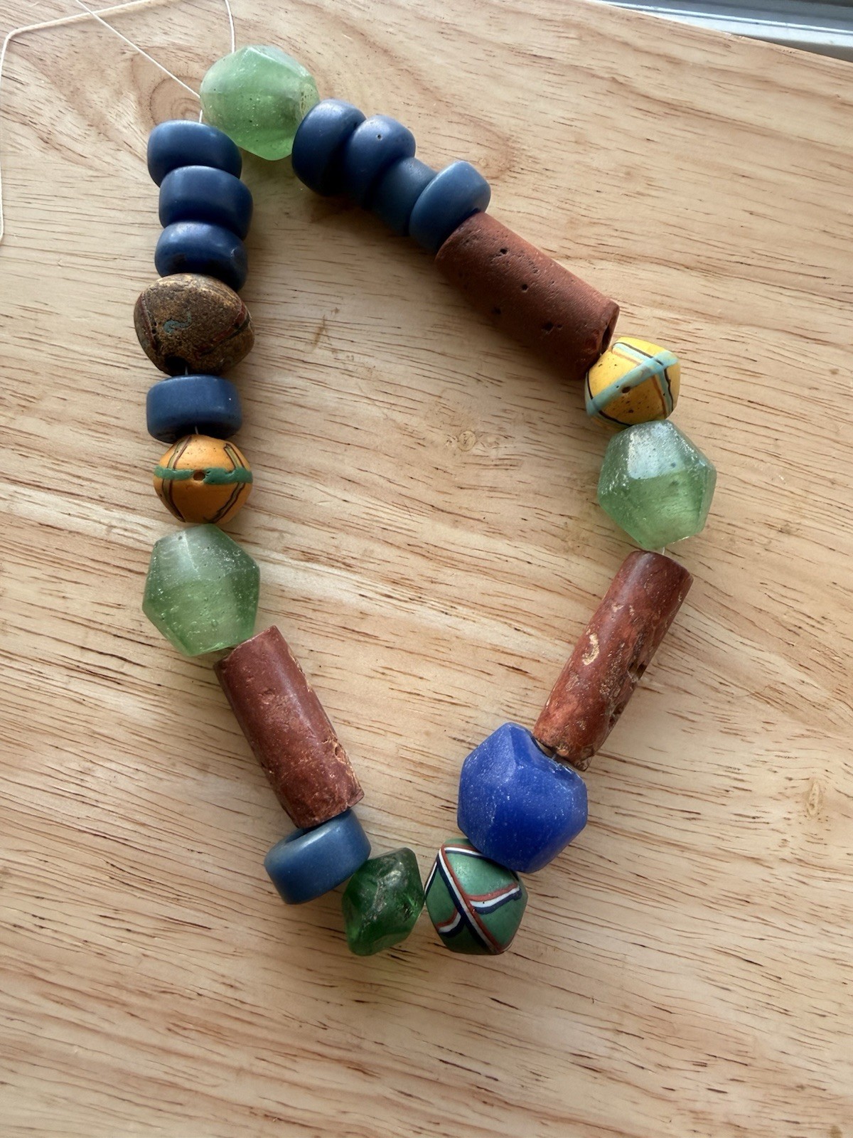 Mixed Strand of Antique African Trade Beads and Glass Beads