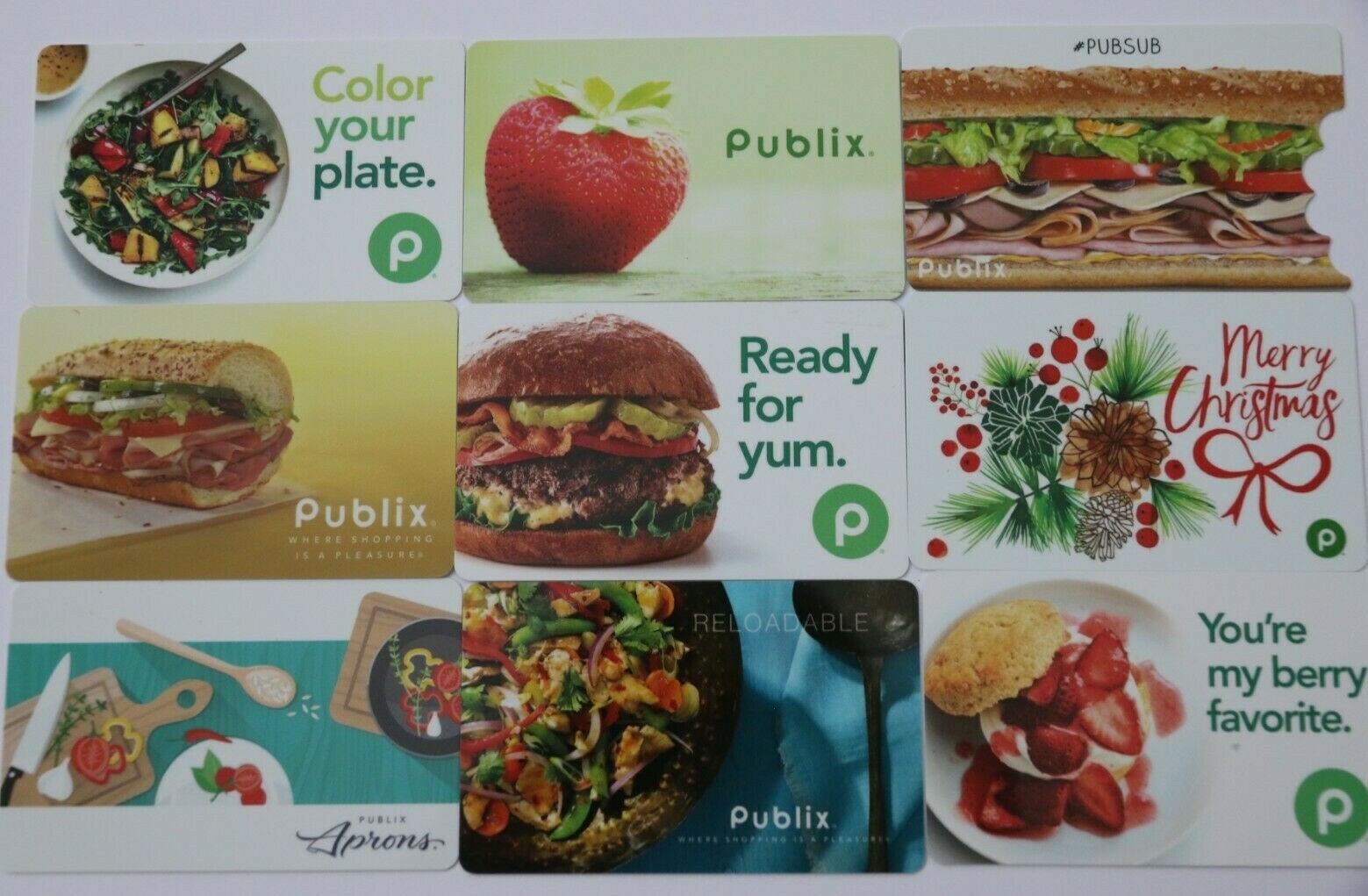 9 PUBLIX No Value Gift Cards Collectible Food Grocery Store Sub Empty Set Lot
