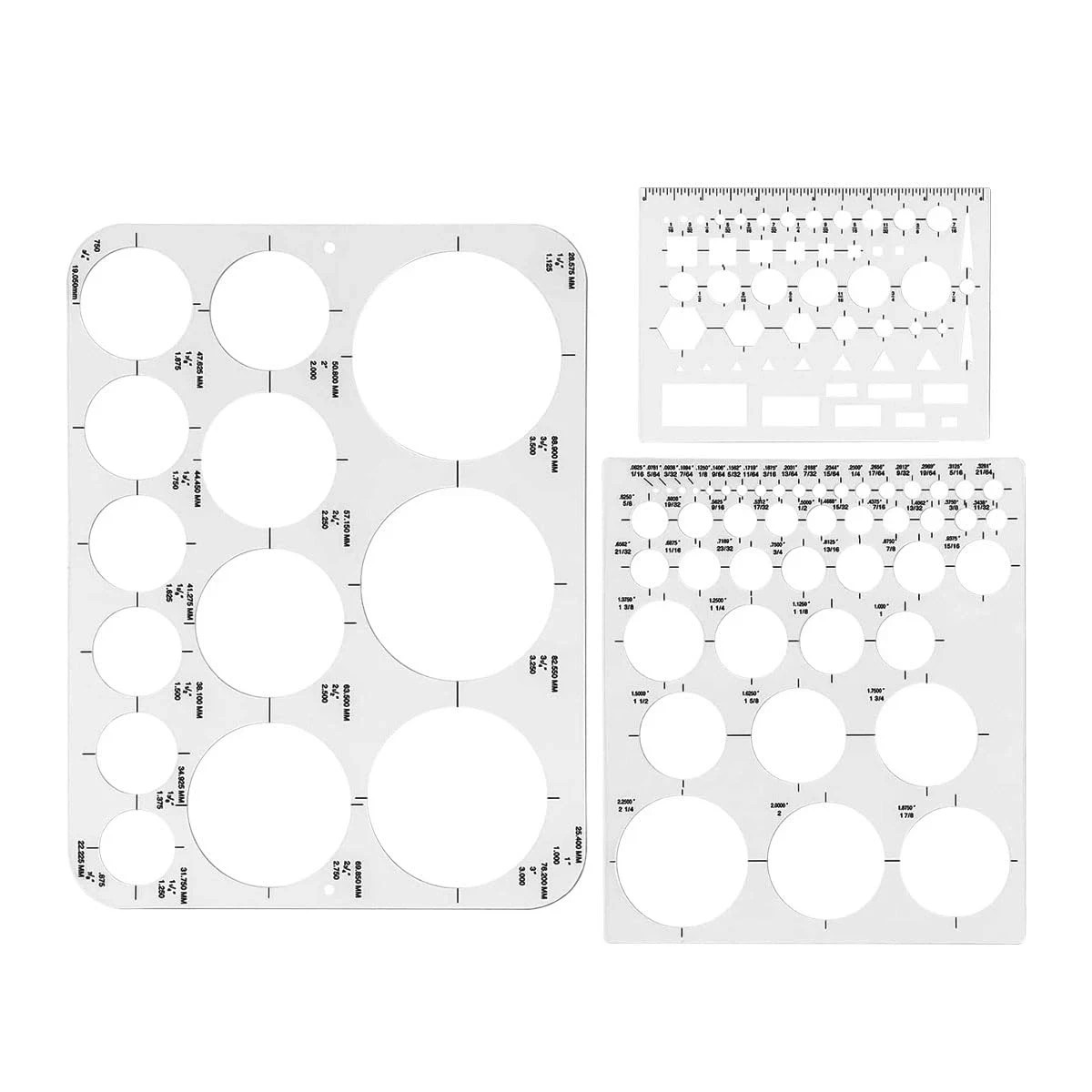 3 Pack Circle Templates for Drawing Drafting Stencils Measuring Tools