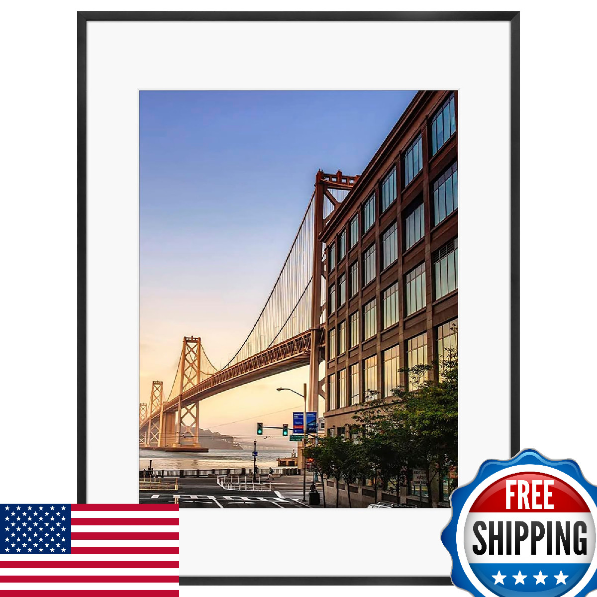 Frametory 14x18 Aluminum Picture Frame Black Removable Mat for 11x14 Photo Durab