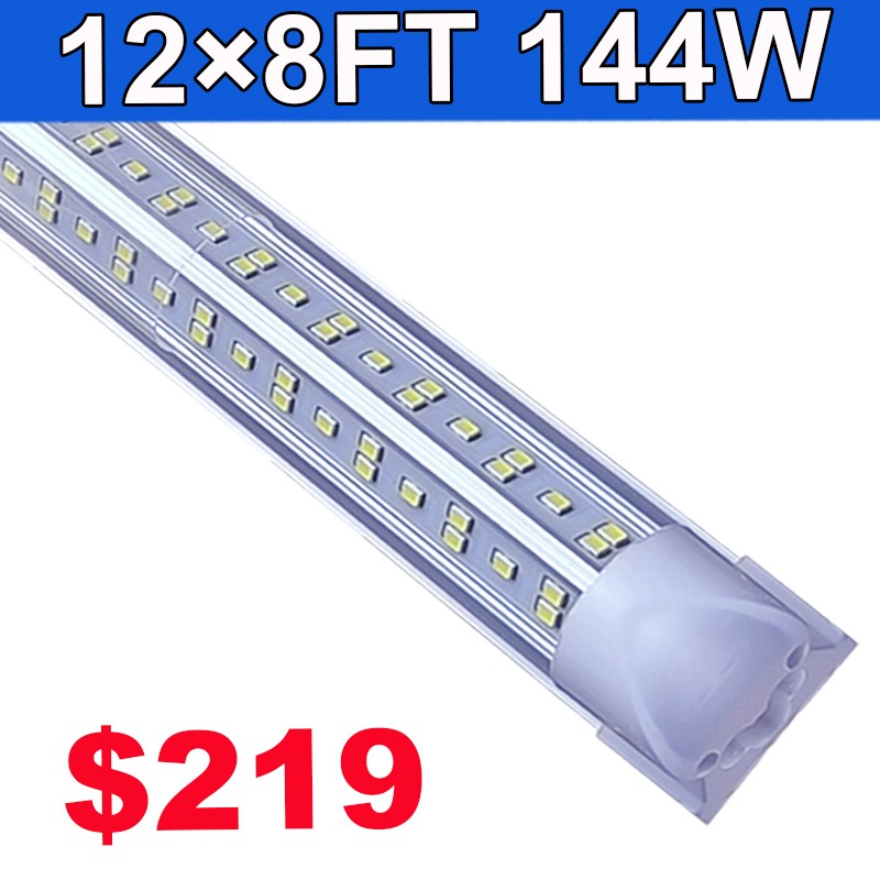 12PC 8' Led Shop Light Fixture 144W 8ft Integrated Linkable led Ceiling Light