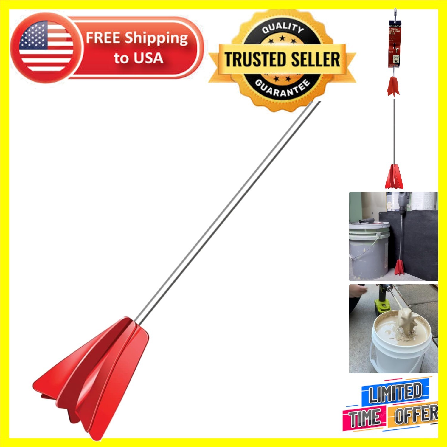 Efficient HM5 Helix Paint Mixer with Heavy-Duty Drill Compatibility - 5 Gallons