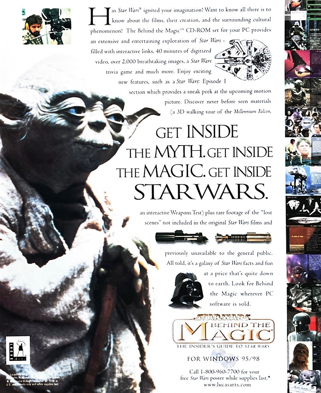 1998 YODA STAR WARS AD Genuine Print Ad 9" x 11" Ad only, not actual game!
