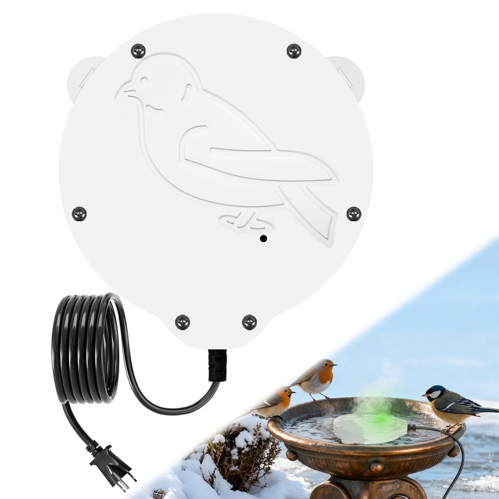Lanathel Bird Bath Heater, Upgraded 100W De-Icer Submersible White-1Pack 