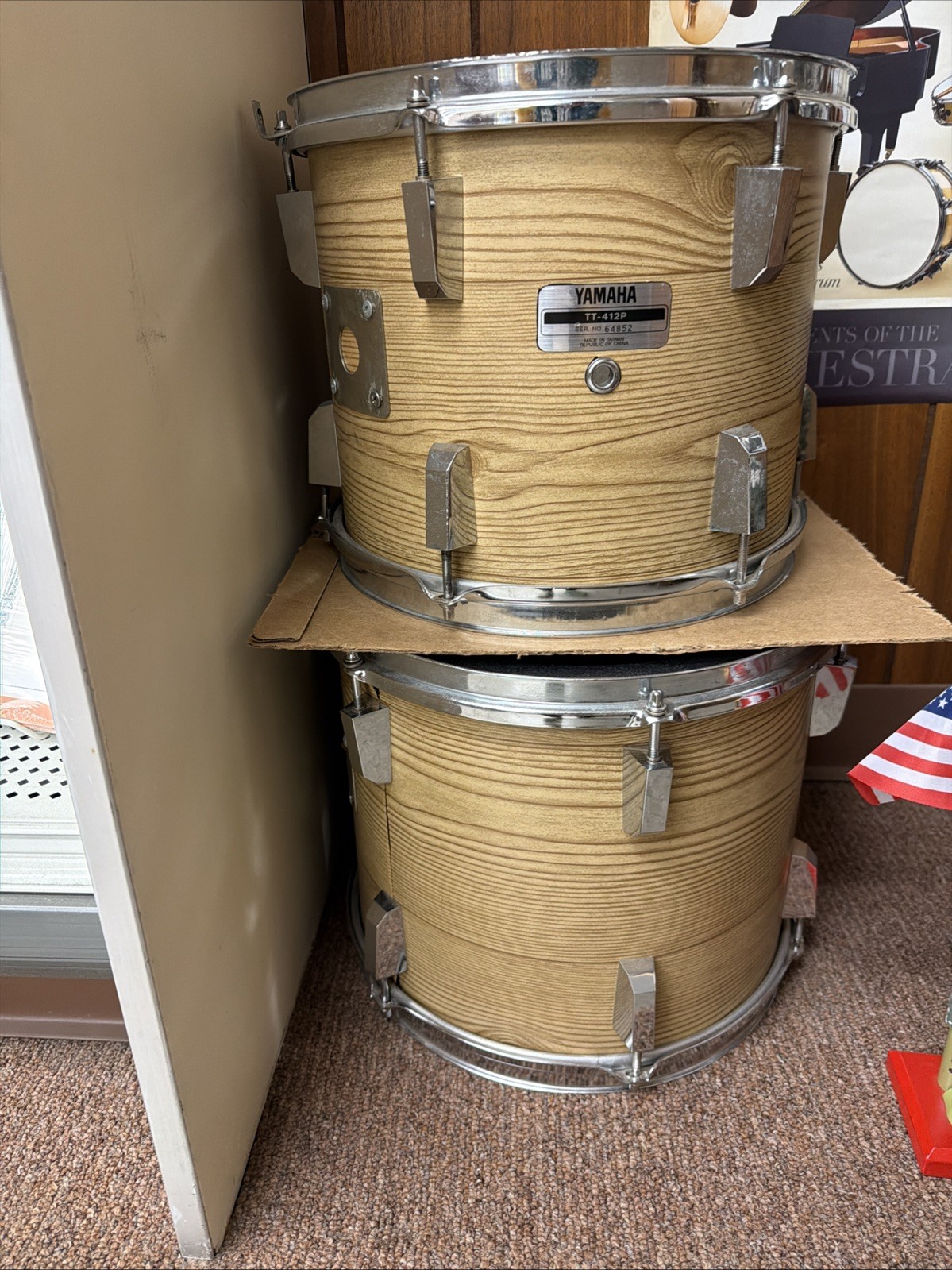 Yamaha Tom Set of Drums. Model Tt412P and TT412P Color Brown. Used
