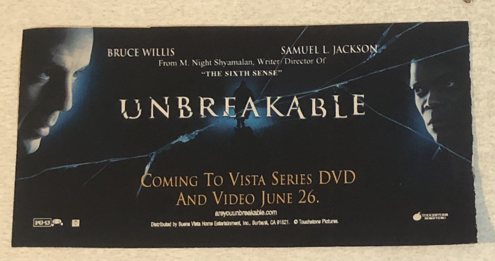 Unbreakable Movie Samuel L Jackson Bruce Willis Vintage Print Ad Tpa27