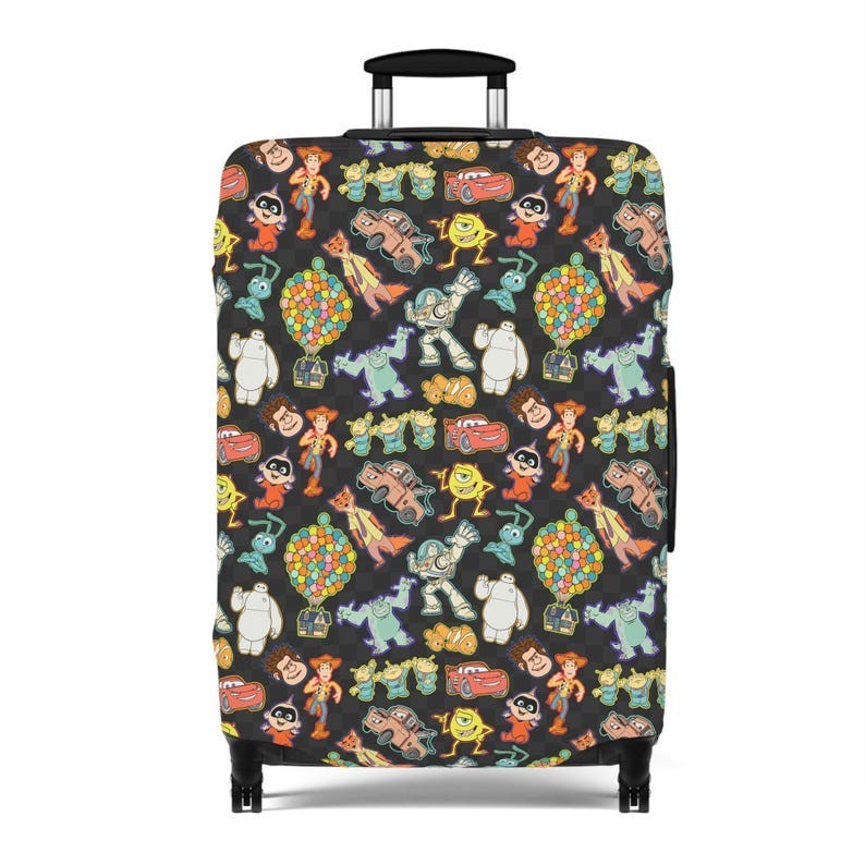 Pixar Characters Luggage Cover – Toy Story Nemo Monsters Inc Collage, Colorful D