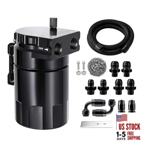  Oil Catch Can, 300ml Baffled Catch Can Kit, Universal Aluminum AN10 CPE Hose
