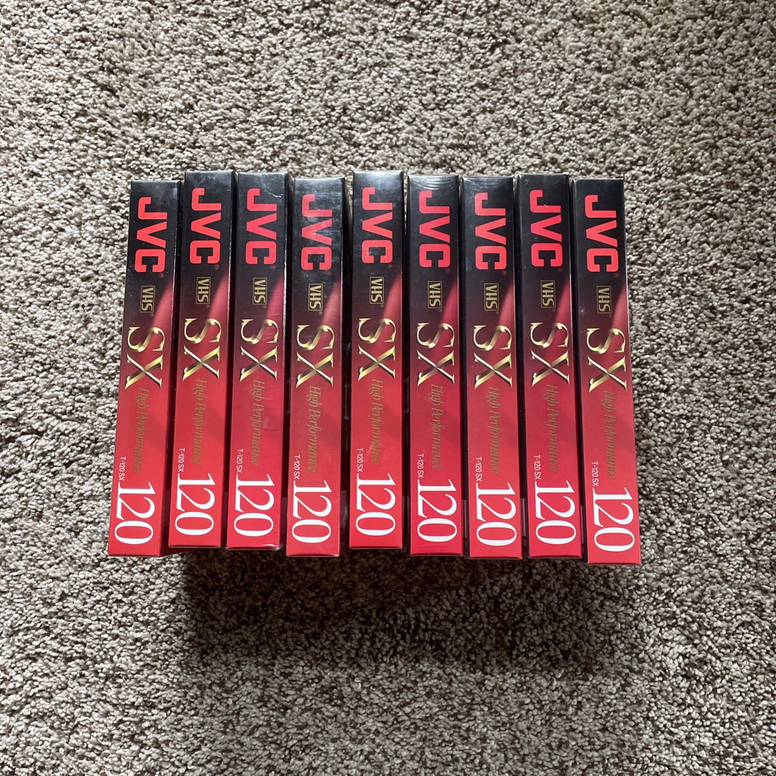 Lot of 9 JVC T-120 SX VHS VCR Blank Tapes 6 Hour High Performance - New Sealed