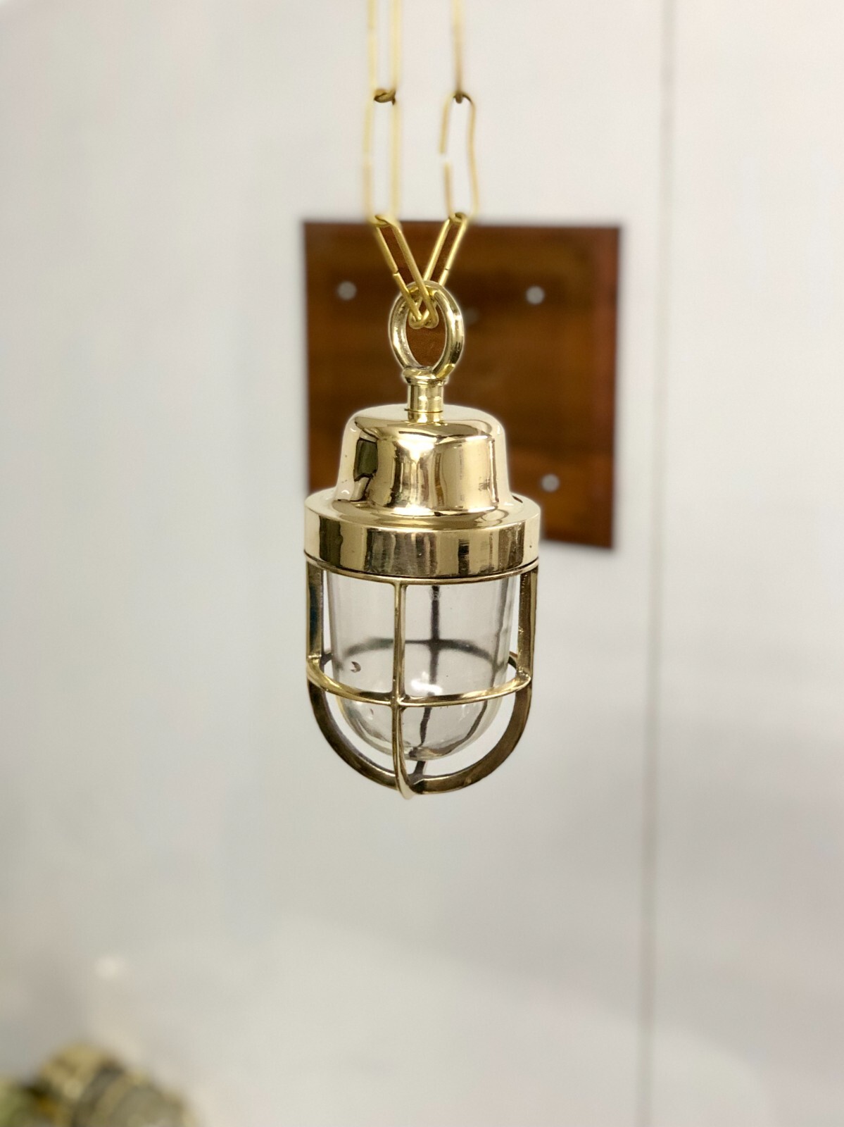 2 Brass Passage Lamps – Vintage Ceiling Hanging Ship Lights Wiska Original Pair