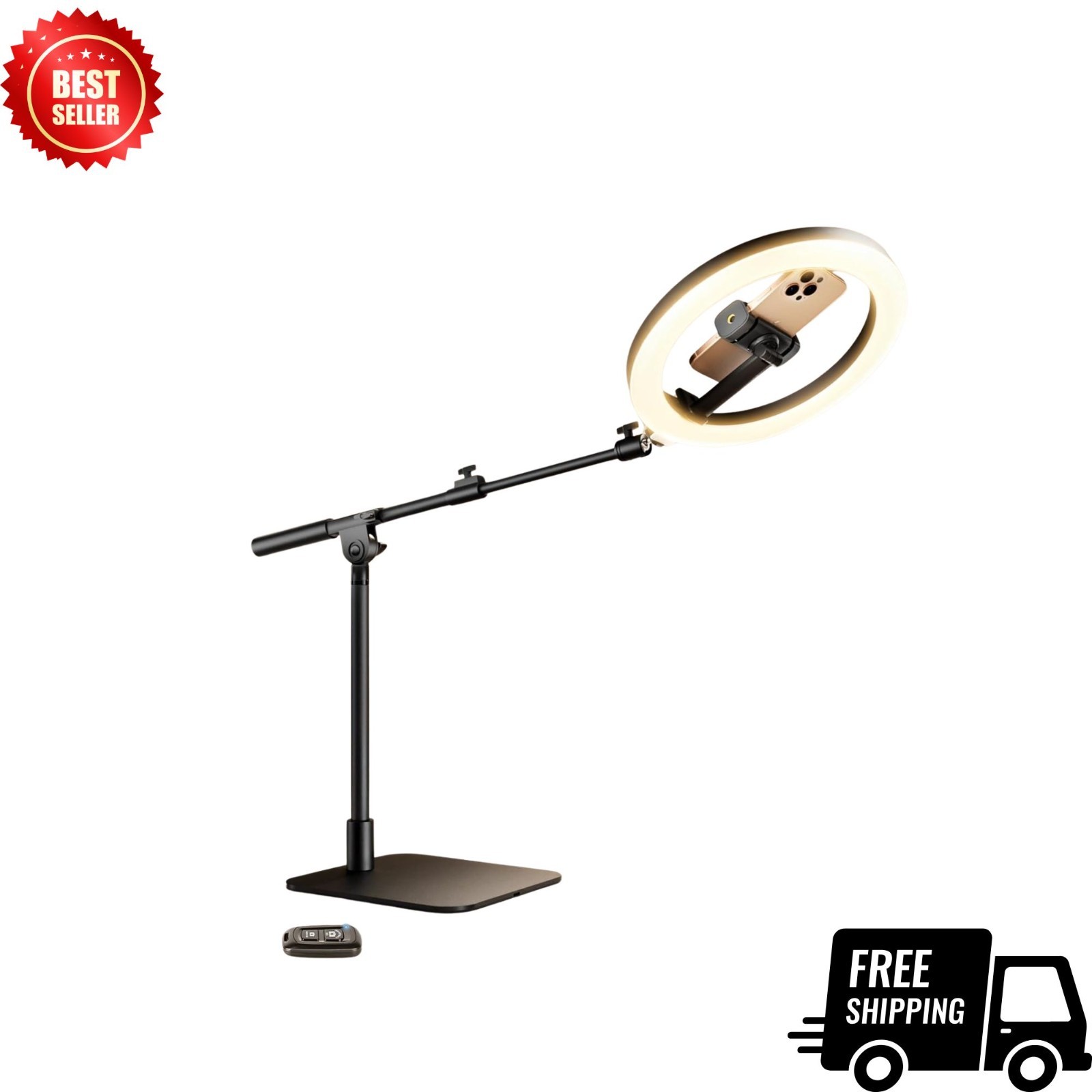 10" Ring Light with Stand Desk Phone Mount Tripod Remote