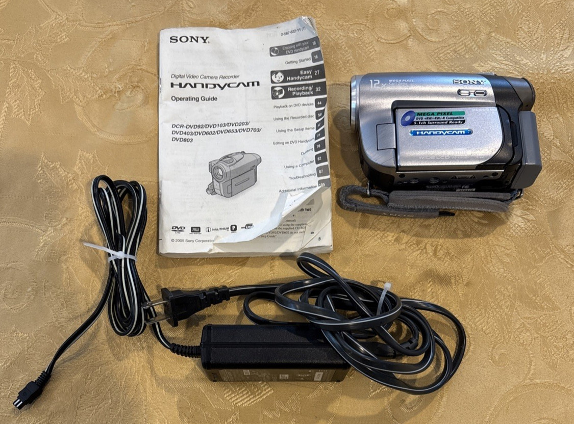 Sony DCR-DVD203 DVD Handycam Camcorder w/ Power Cord, Manual, New Battery Tested