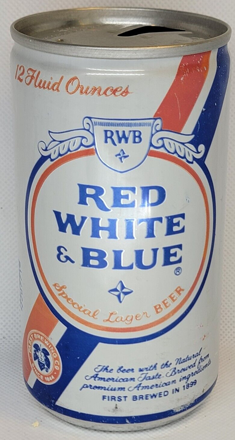 RWB Red, White & Blue Lager Beer ~ PABST Brewing Co. ~ Aluminum Can ~  Empty