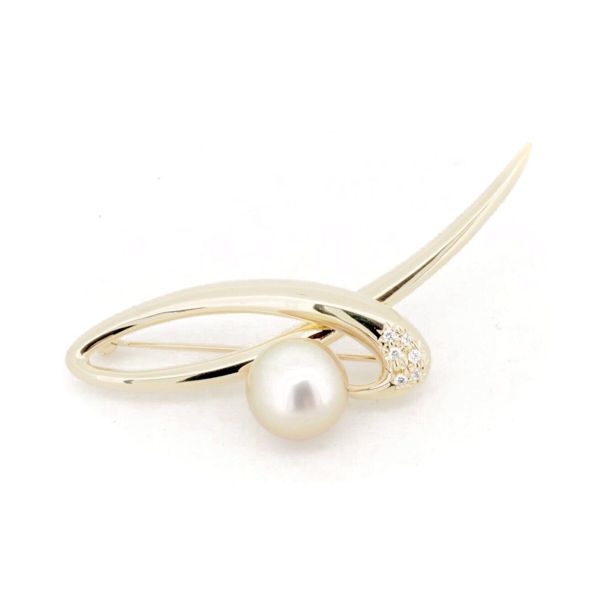 Tasaki Pearl Diamond Brooch Pearl 11.4mm 0.07ct K18YG (18K Yellow Gold)  Shop